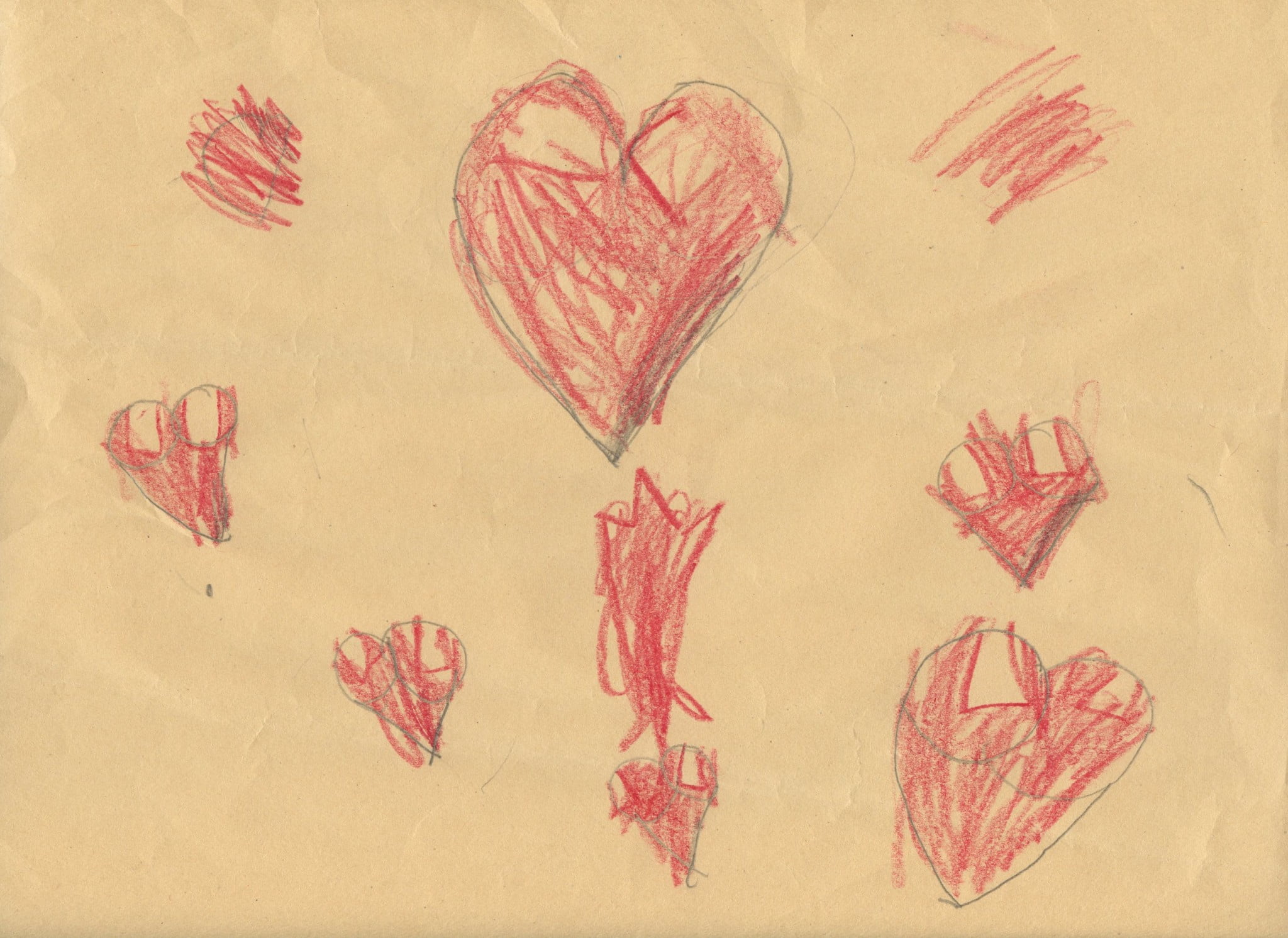 hearts-on-brown-paper